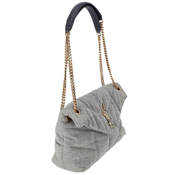 SAINT LAURENT PARIS Lulu Puffer Small Shoulder Bag 577476 Denim - Picture 7 of 9